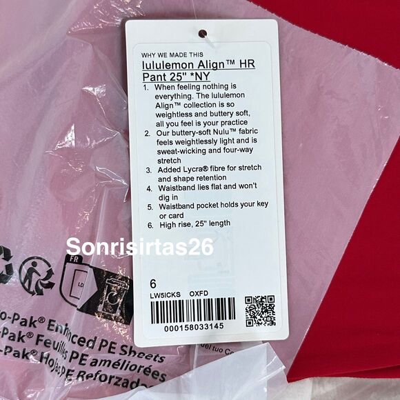 NWT Lululemon  Align HR Pant 25” Legging Size 6 Oxford Red Lunar New Year 2026 - Picture 13 of 15